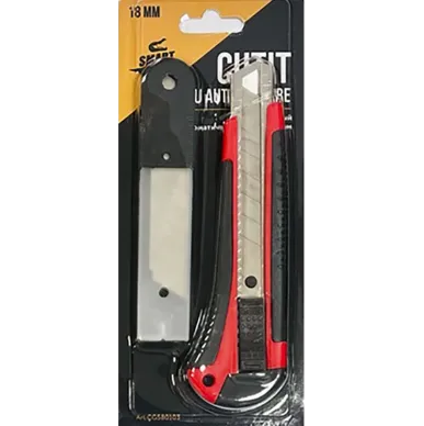 18 mm snap-off knife with dual-component handle + 10 extra blades Smart Fix