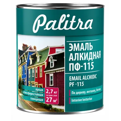 Alkyd enamel PF-115 dark grey 0,8 kg Palitra