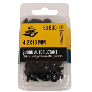 Șurub autofiletant pe metal 4,2*25 cu cap plat și șaibă fosfatizat 55SFP (50 buc.)